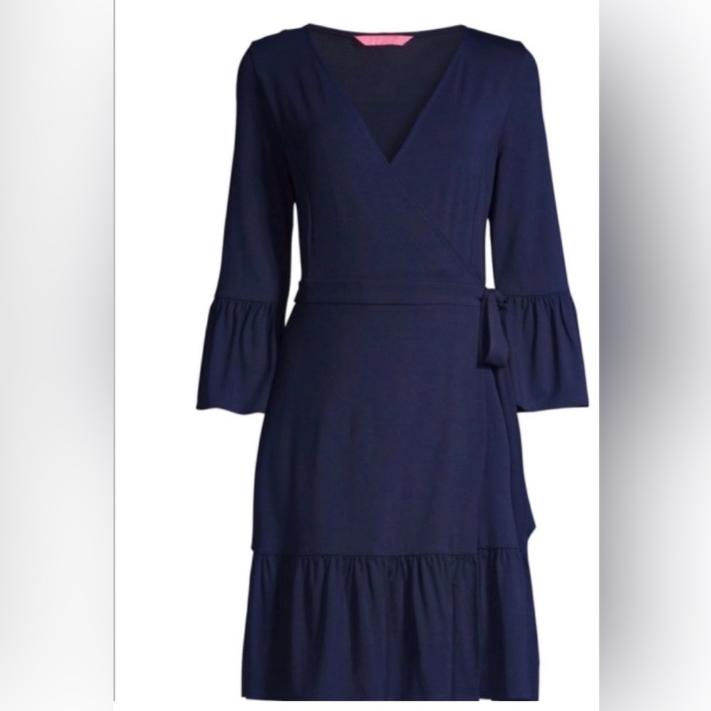 NWT Lilly Pulitzer Misha Wrap Dress True Navy L